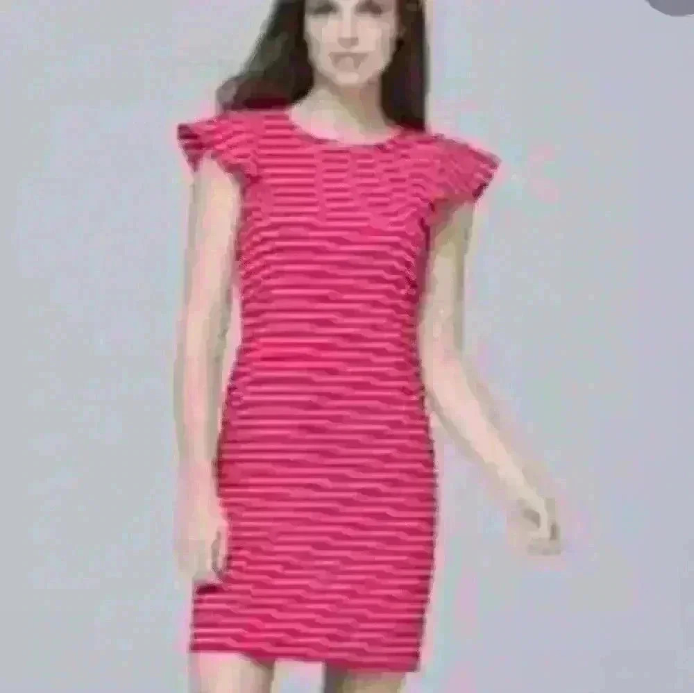 White House Black Market Flounce-Sleeve Stripe Kni